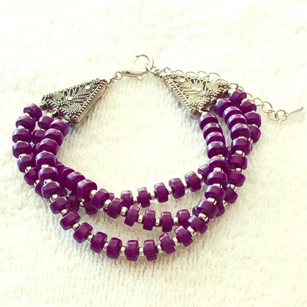 Bracelet- purple wood with silver accents